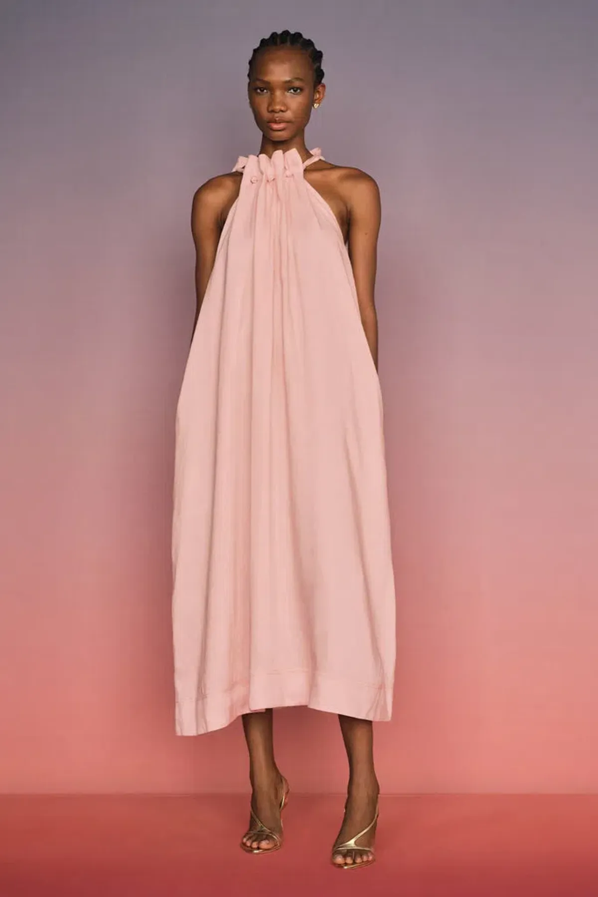 AJE Mariel Trapeze Midi Dress Soft Pink Size 8 - Image 1