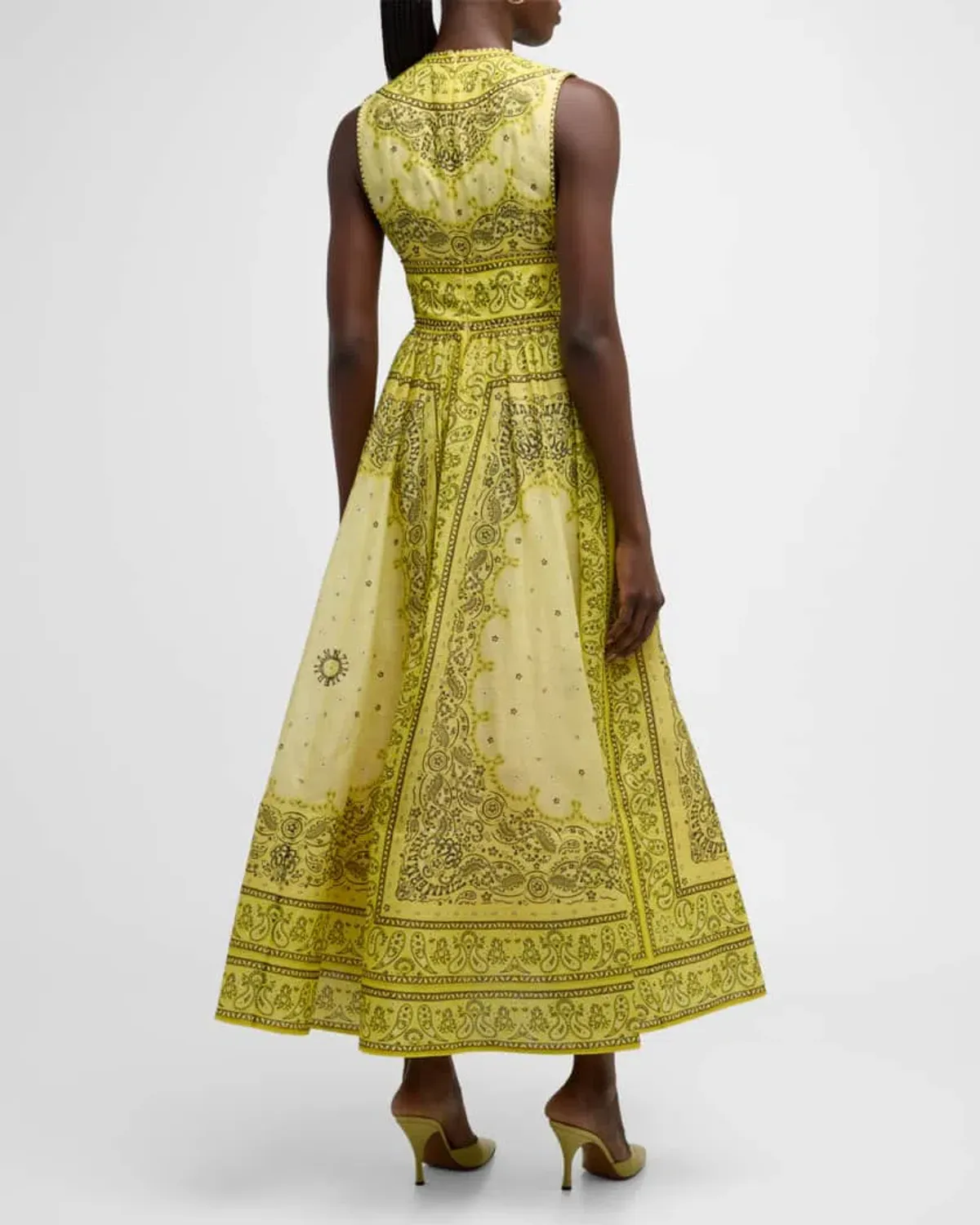 Zimmermann The Matchmaker Bow Long Dress in Yellow Bandana Size 1/Au 10 - Image 3