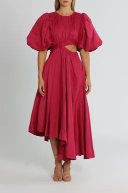 Aje Tidal Tucked Midi Dress Pink Size 6 for rent on The Volte - image 2