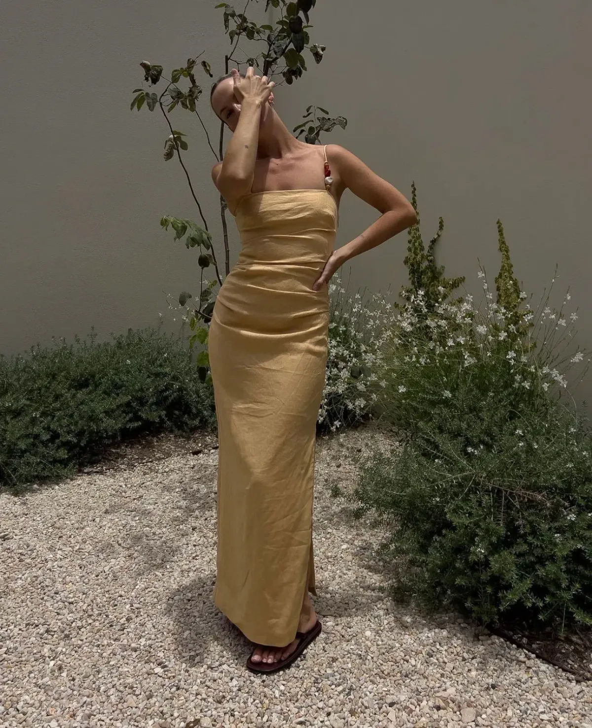 Sir the Label Antonia Beaded Midi Dress Light Tan Size 2 / AU 10 - Image 1