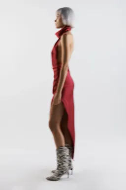 THE NEW ARRIVALS by İlkyaz Özel Valentina in Vin De Cerise Midi Dress Red Size 6/XS for rent on The Volte - image 3