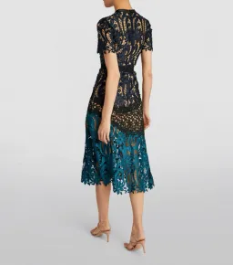 Self Portrait Lace Prairie Guipure Midi Dress Floral Size 8 for rent on The Volte - image 3