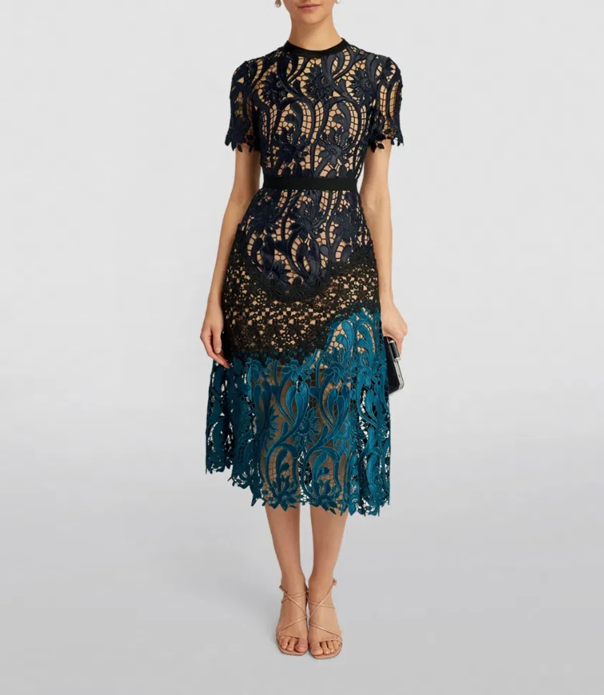 Self Portrait Lace Prairie Guipure Midi Dress Floral Size 8 - Image 1