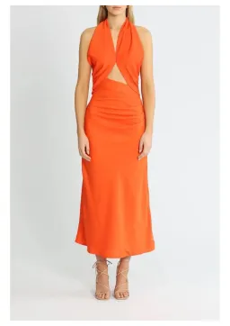 Misha Linnea Midi Dress Orange Size 8/S for rent on The Volte - image 1