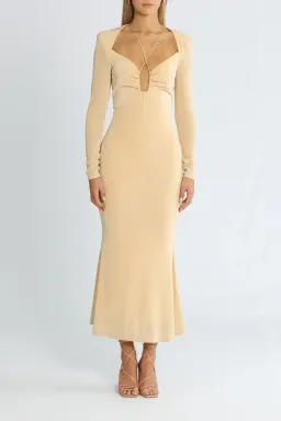MISHA Engracia Midi Dress in Champagne Size 14 for rent on The Volte - image 1