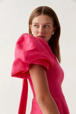 Aje Arista Tulip Sleeve Mini Dress Bougainvillea Red Size 12 for rent on The Volte - image 2