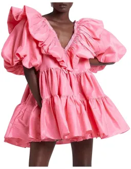 Aje Solstice Ruffle Tiered Smock Dress Pink Size AU 4 for rent on The Volte - image 2