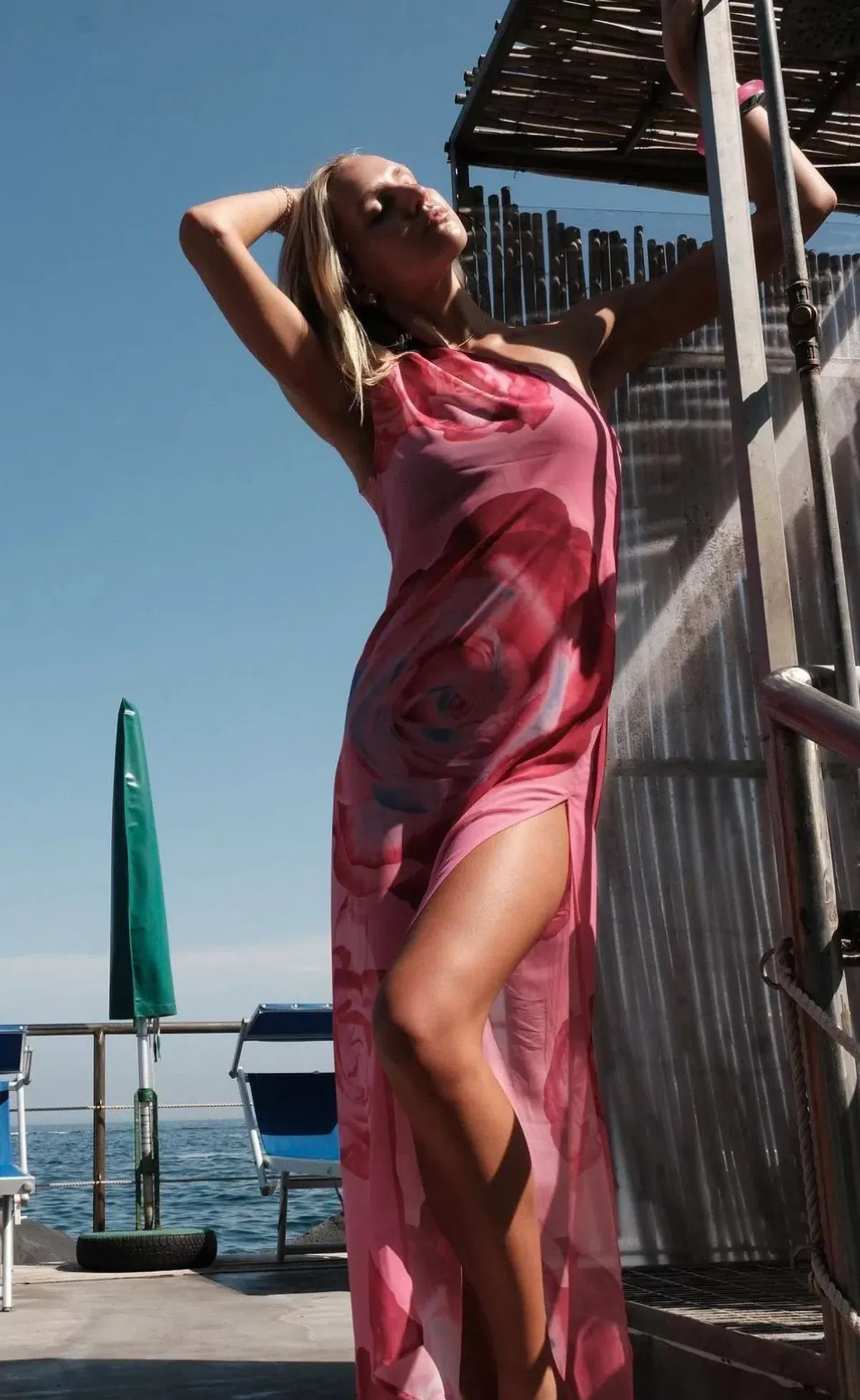 With Harper One Shoulder Sheer Maxi in Pink Rose Size Small / AU 8 - Image 6