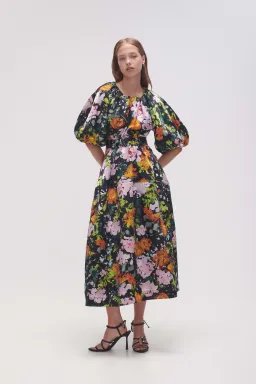 Aje Mimosa Cut Out Midi Dress Midnight Floral  Size 12 for rent on The Volte - image 2