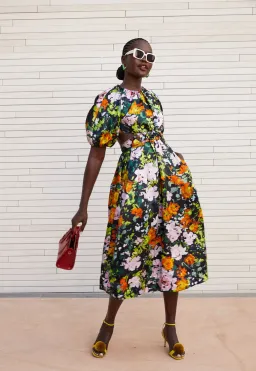 Aje Mimosa Cut Out Midi Dress Midnight Floral  Size 12 for rent on The Volte - image 1