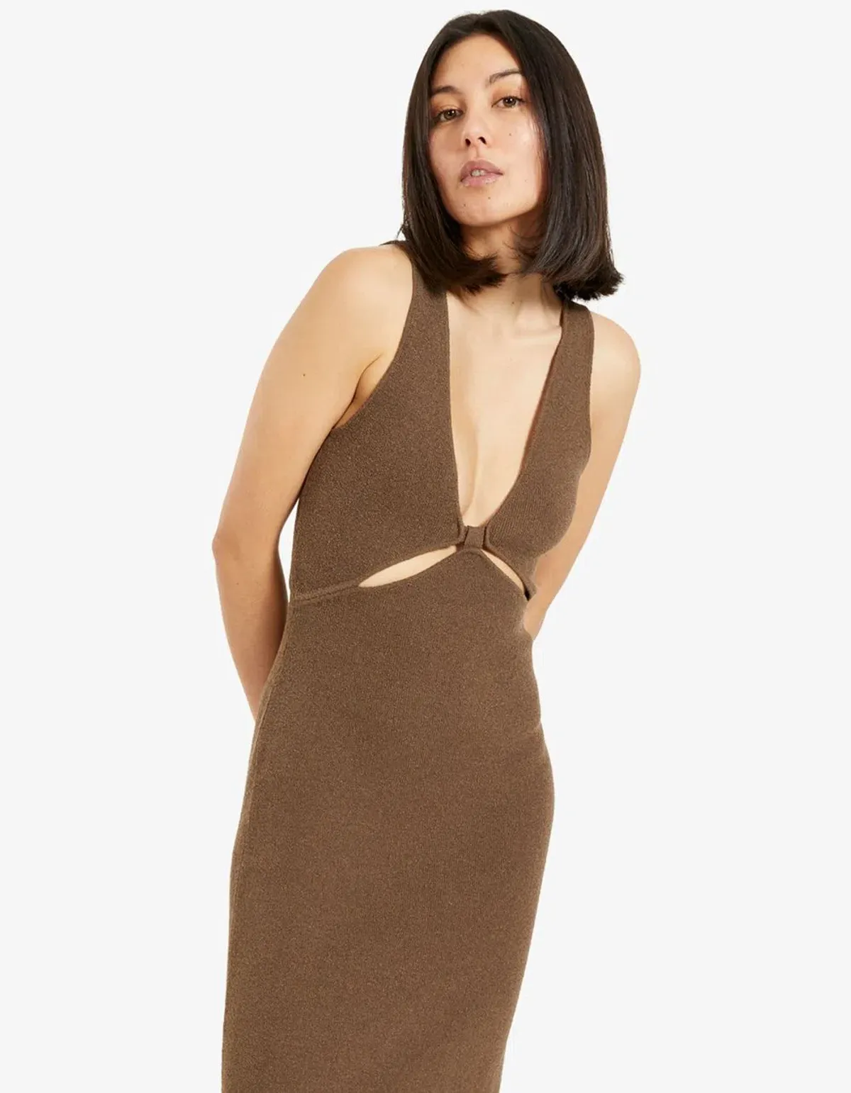 Bec & Bridge Zahara Knit Midi Dress Twig Brown Size XS/Au 6 - Image 2