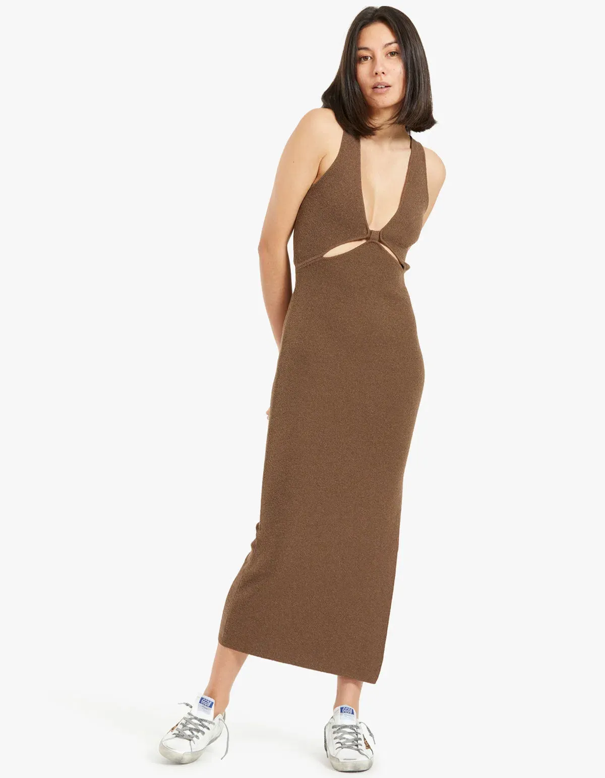 Bec & Bridge Zahara Knit Midi Dress Twig Brown Size XS/Au 6 - Image 1