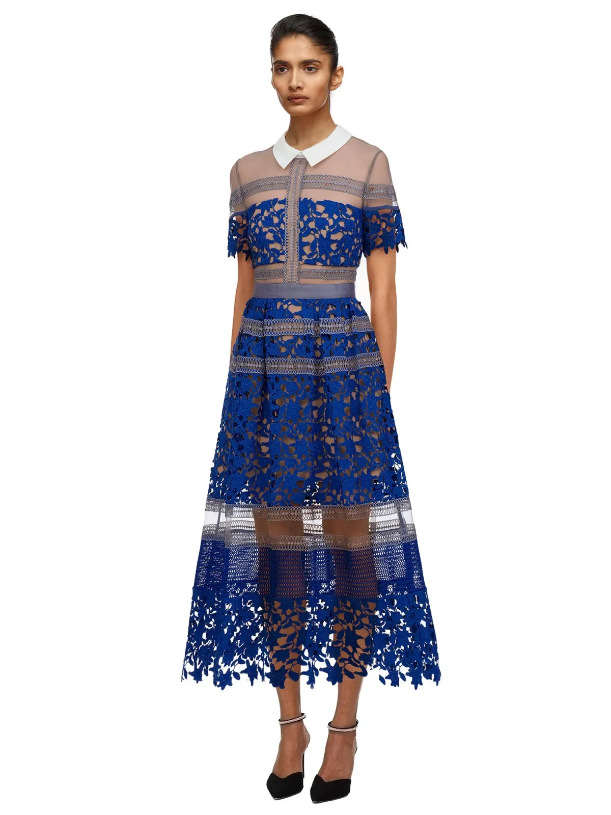 Self Portrait Liliana Dress Blue Lace Size 8 - Image 3