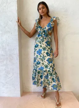 Sir the Label Celia Frill Dress Marguerite Print Size 8 for rent on The Volte - image 1
