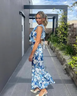 Sir The Label Amaris Frill Midi Dress Blue Size AU 10 for rent on The Volte - image 3