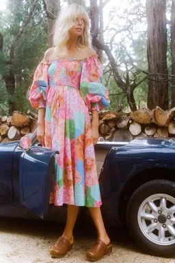 Spell Freda Shirred Midi Dress Multi Size M / AU 10 for rent on The Volte - image 2