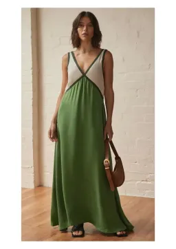 Sancia Naomi Colorblocked Maxi Dress Green Size AU 8 for rent on The Volte - image 1