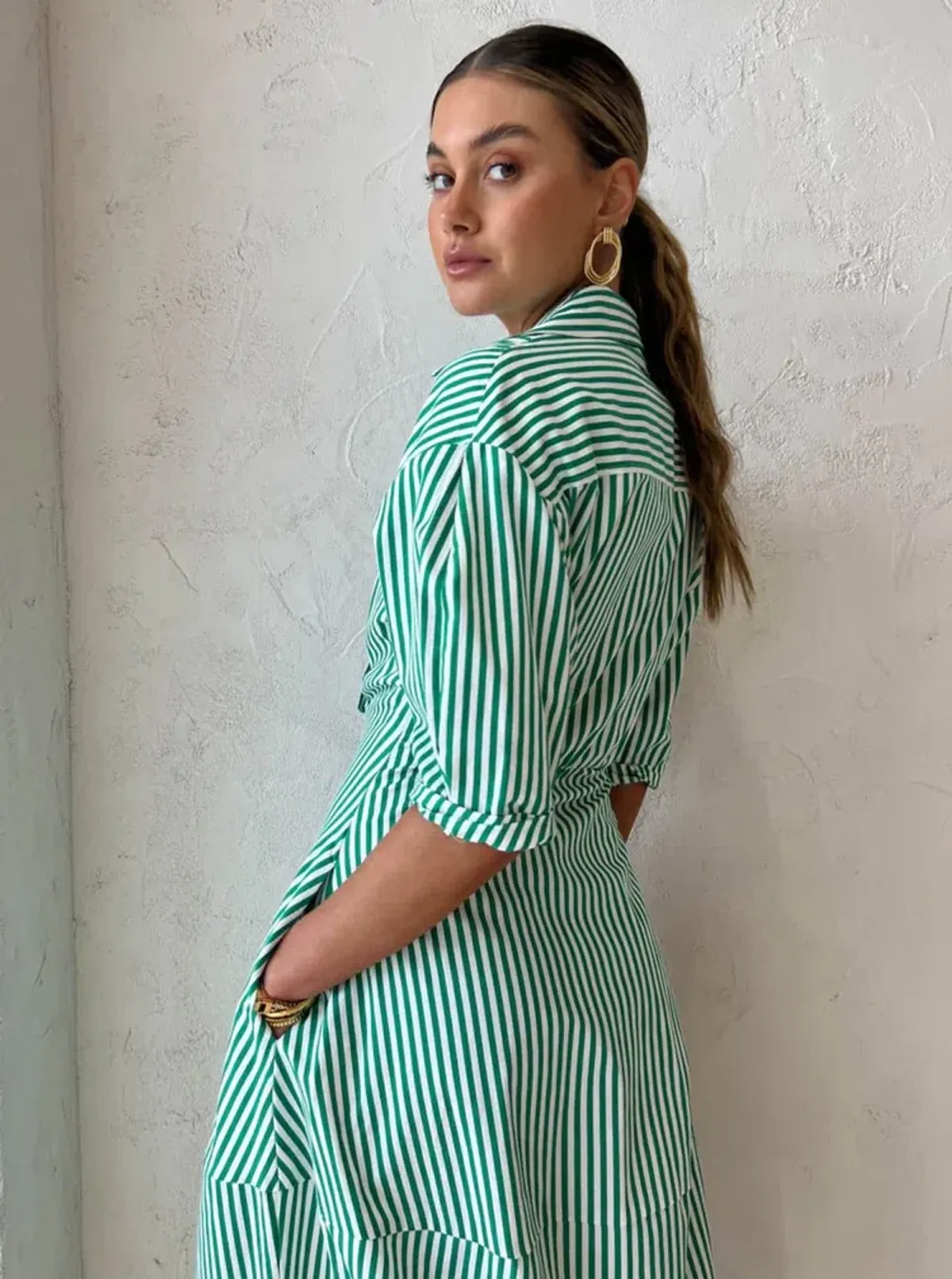 Camilla And Marc Flynn Cocoon Dress In Jade/White Stripe Size 10 - Image 7