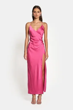 Sofia the Label Elle Silk Midi Dress Pink Size 8 for rent on The Volte - image 1