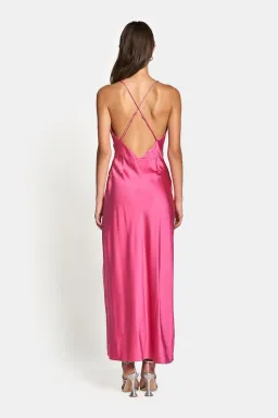 Sofia the Label Elle Silk Midi Dress Pink Size 8 for rent on The Volte - image 2