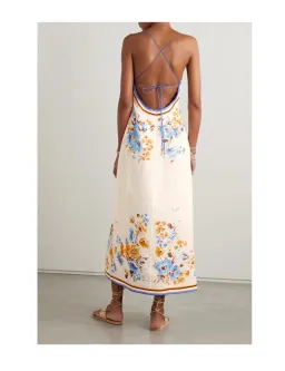 Zimmermann Halcyon Printed Linen Midi Dress White Floral Size 0/AU 8 for rent on The Volte - image 4