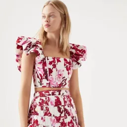 Aje Margot Bubble Frill Top and Unlace Short Set Floral Size 10-12 for rent on The Volte - image 1