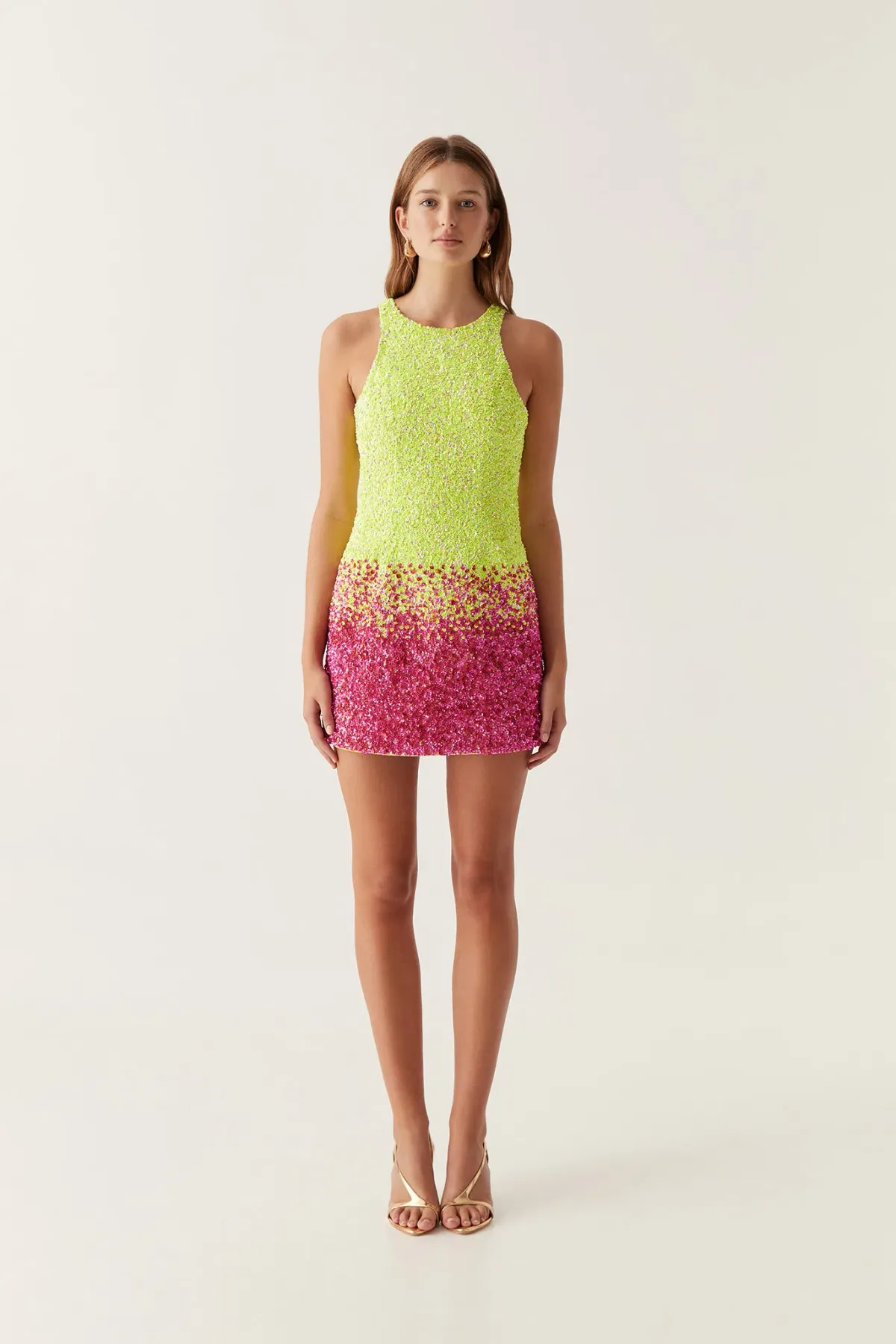 Aje Calypso Ombré Mini Dress Green Multi Size 8 - Image 1