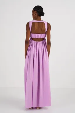 OROTON Strappy Open Back Poplin Maxi Sundress in Wisteria Purple Size 6 for rent on The Volte - image 5