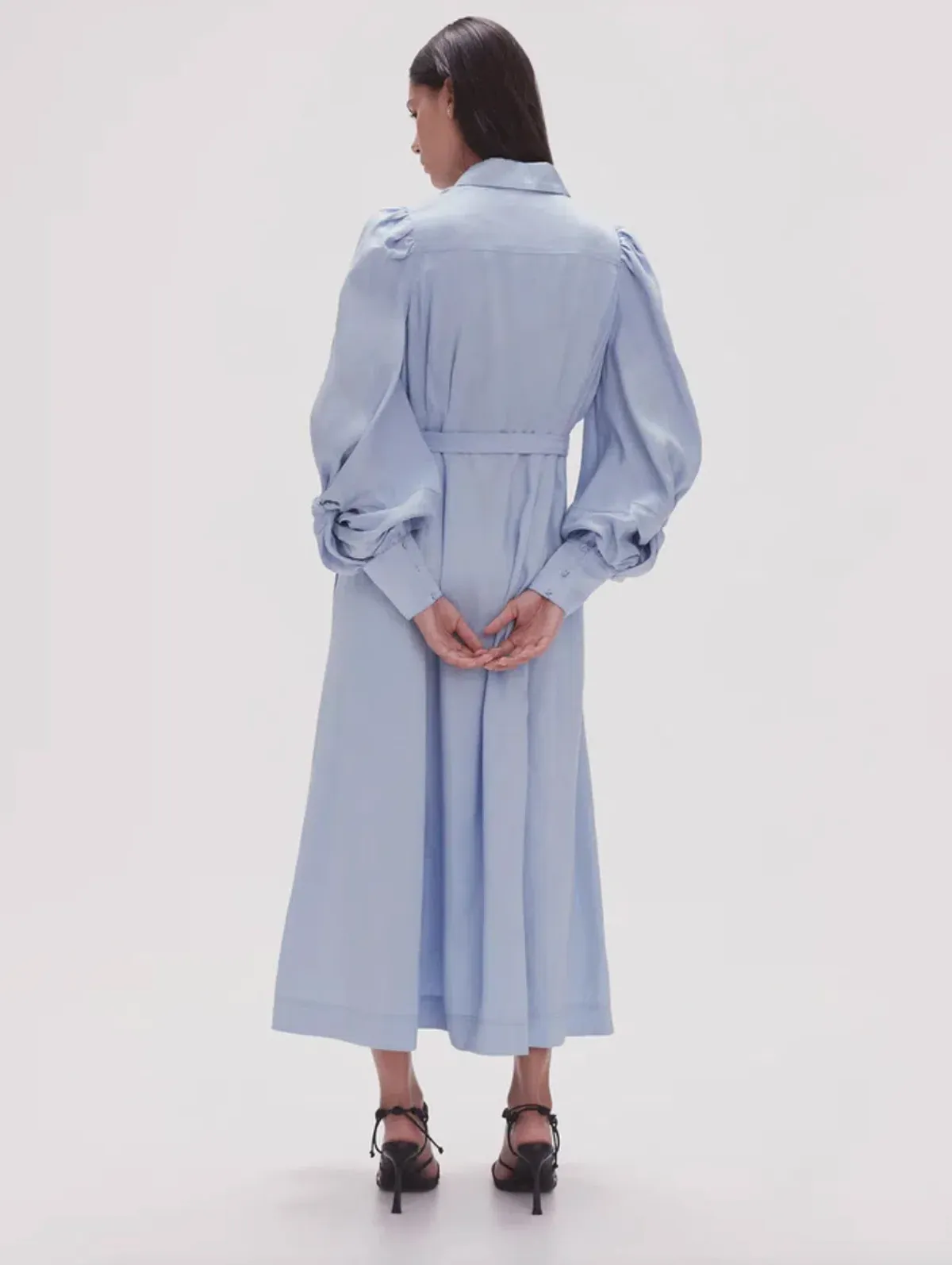 Aje Bonnie Knot Sleeve Midi Dress Light Sky Blue Size 4 - Image 3