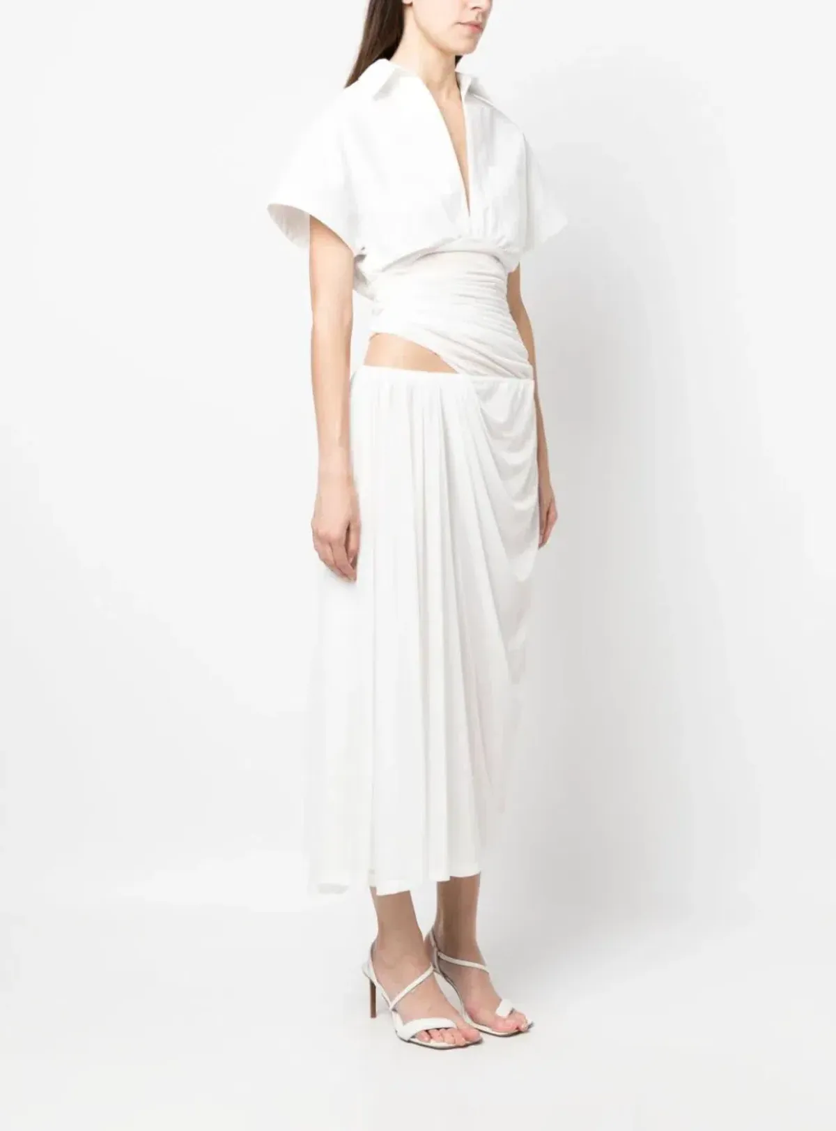 Christopher Esber Comosum Clash Shirt Midi Dress White Size 6 - Image 2