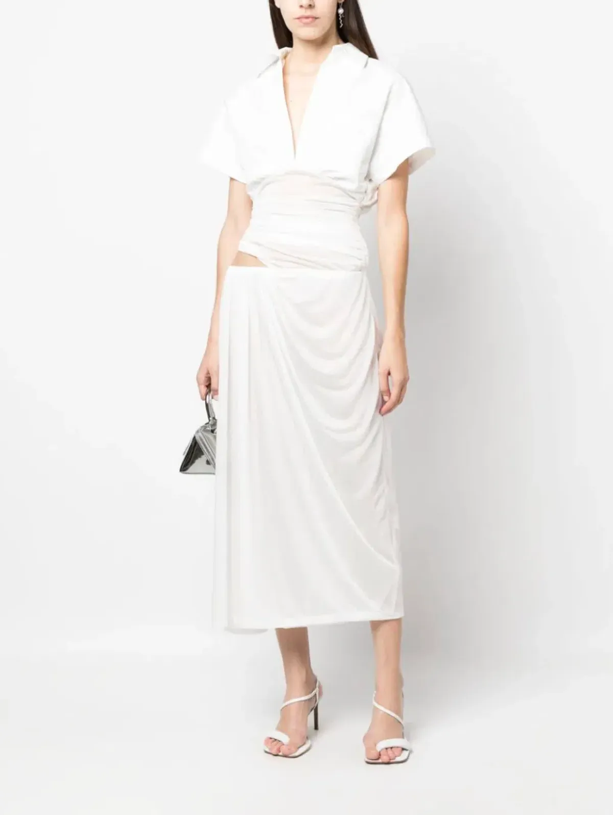 Christopher Esber Comosum Clash Shirt Midi Dress White Size 6 - Image 1