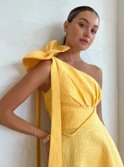 Rachel Gilbert Emiliano Midi Dress Lemon Drop Size 12 for rent on The Volte - image 3