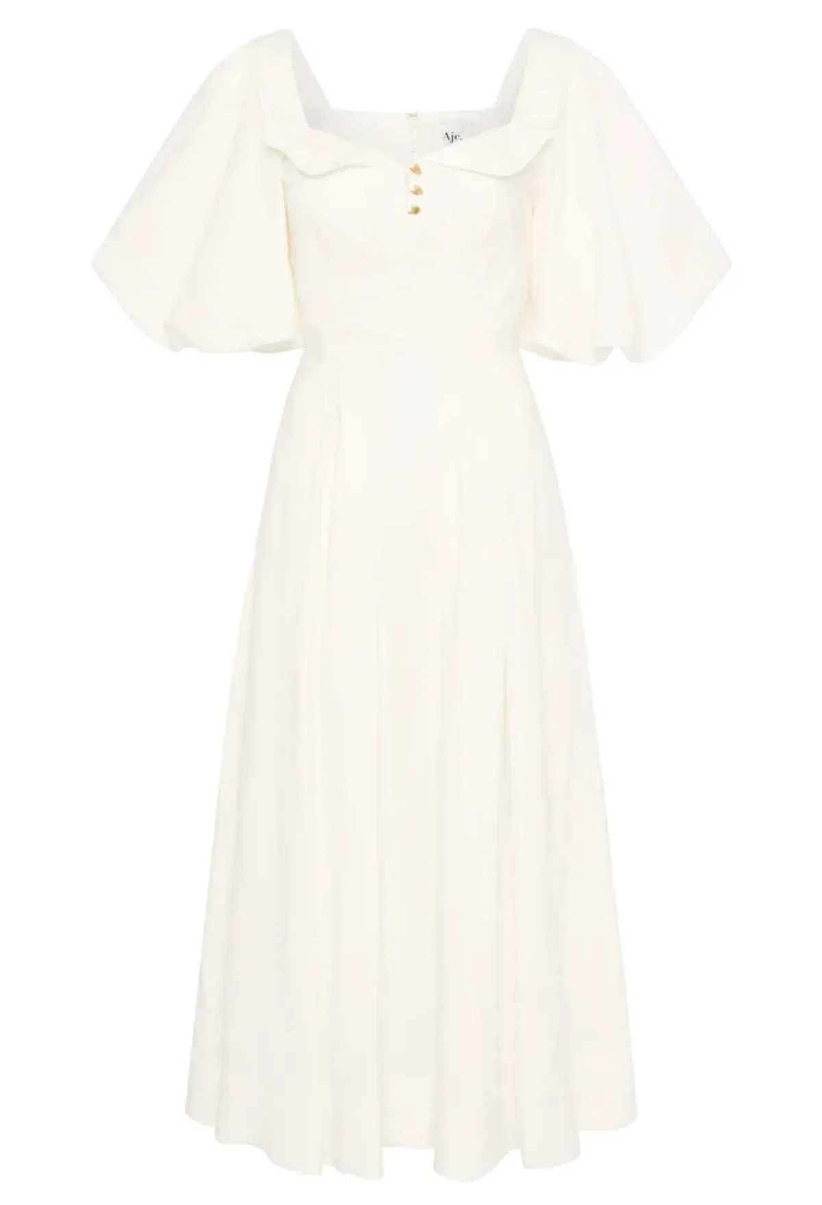 Aje Jessica Frill Midi Dress Ivory Size 10 - Image 5