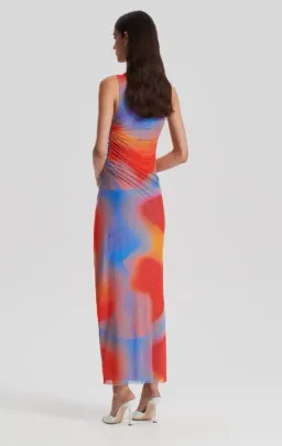 Scanlan Theodore Italian Watercolour Print Dress Blue/Red Size 6 for rent on The Volte - image 3