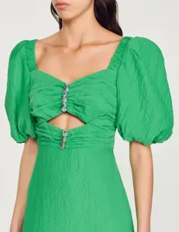 Sandro Falbala Midi Dress Green Size 10 for rent on The Volte - image 2
