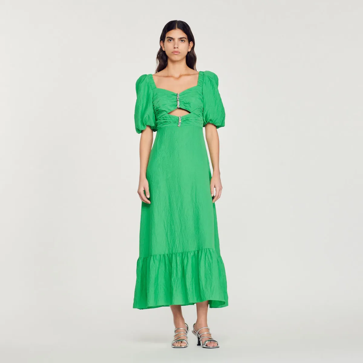 Sandro Falbala Midi Dress Green Size 10 - Image 1