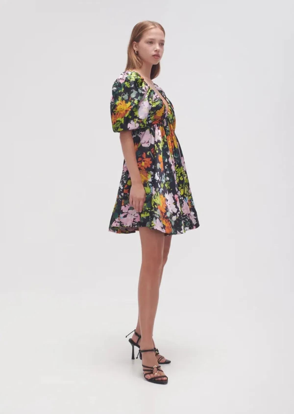 AJE Gabrielle Mini Plunge Dress Midnight Floral Size 14 - Image 3