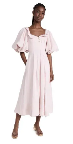 Aje Jessica Frill Midi Dress soft pink size 6 for rent on The Volte - image 3
