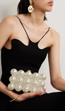 Cult Gaia The Bubble Acrylic Pearl Clutch Bag Cream White  for rent on The Volte - image 3