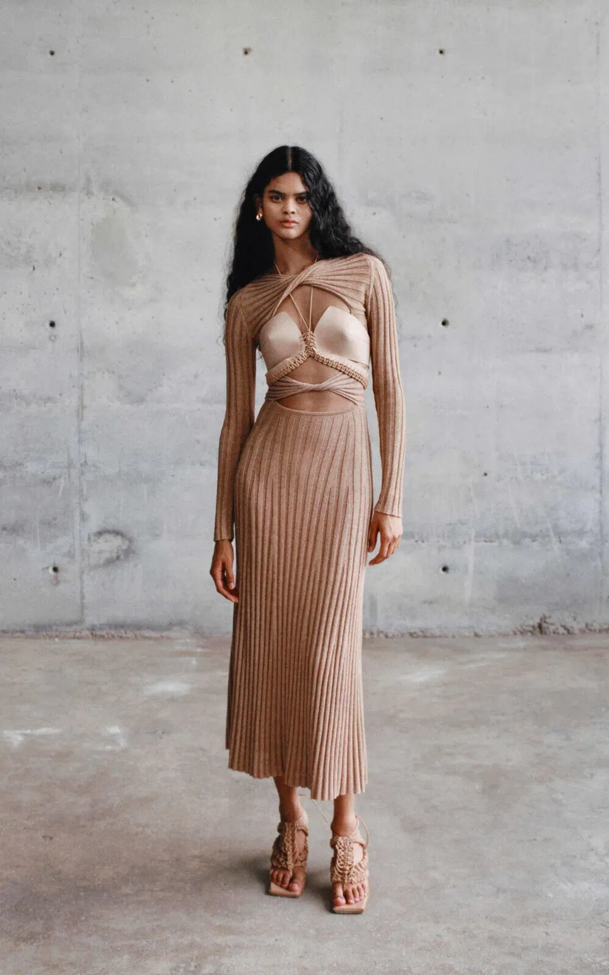 Dion Lee Knit Midi Dress Beige Size M / AU 10 - Image 2