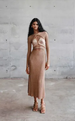 Dion Lee Knit Midi Dress Beige Size M / AU 10 for rent on The Volte - image 2
