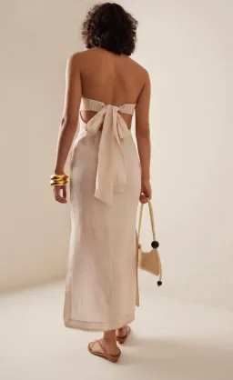 Zimmermann Lexie Column Dress Ivory Palm Size 1/ AU 10 for rent on The Volte - image 3