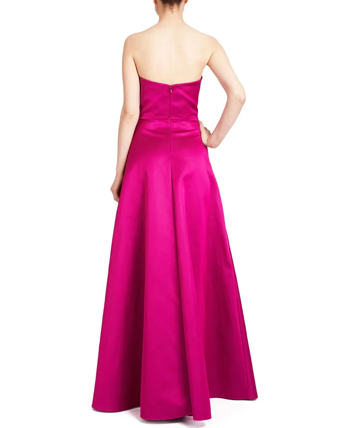 Badgley Mischka Strapless Double Face Evening Gown Fuchsia Multi Size 4 - Image 2