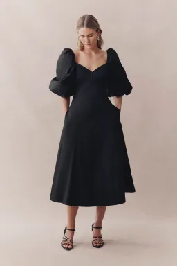 Aje Hester Corsetted Midi Dress Black Size 12 for rent on The Volte - image 1