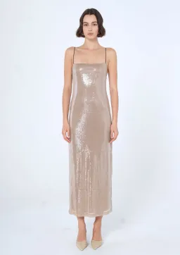 Benni Orlando Sequin Midi Dress Nude Size 10 for rent on The Volte - image 1