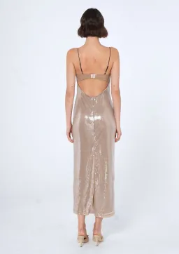Benni Orlando Sequin Midi Dress Nude Size 10 for rent on The Volte - image 2