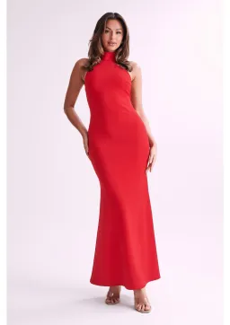 Meshki Genesis High Neck Maxi Dress in Red Size 4 for rent on The Volte - image 1