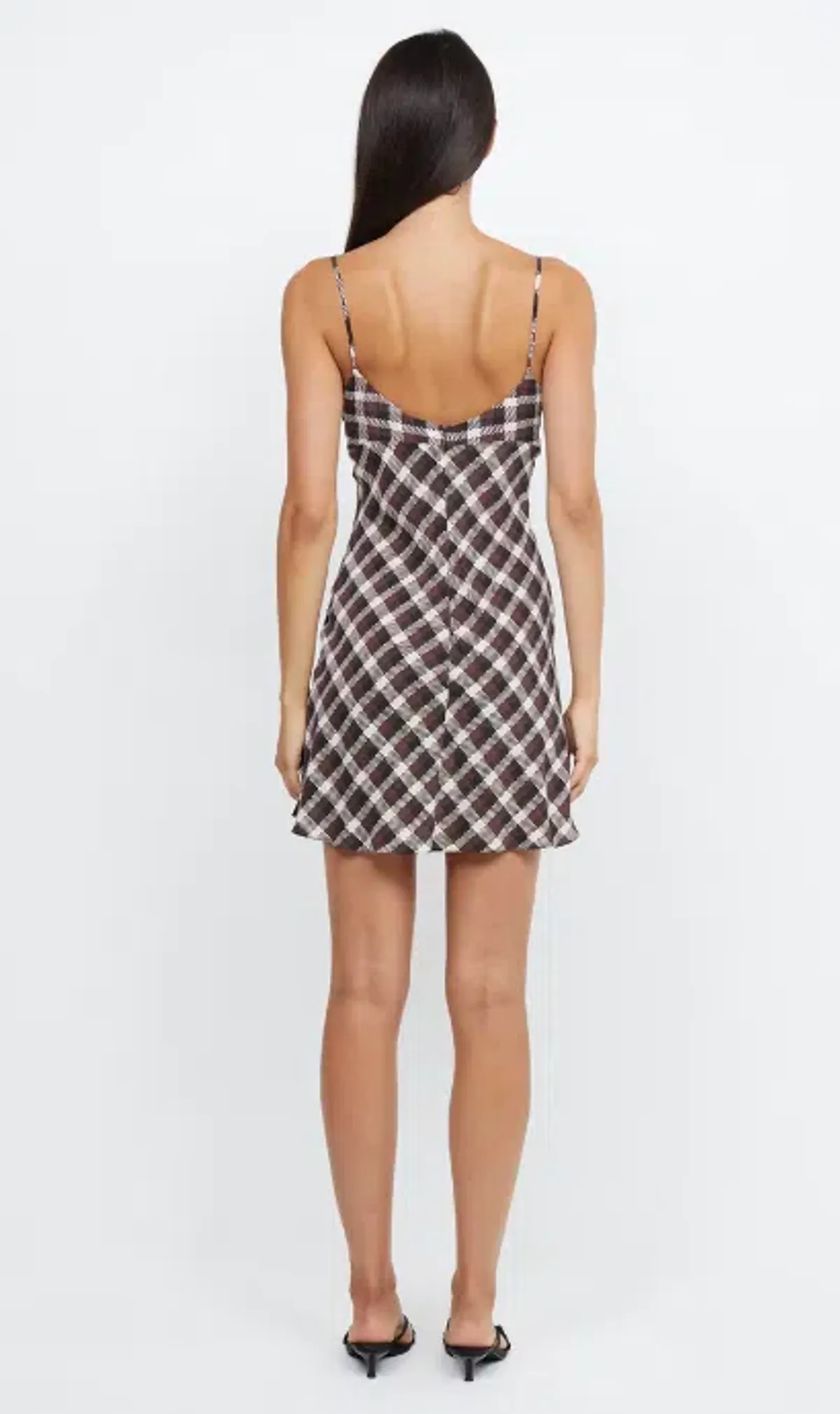 Bec & Bridge Chiara Tie Mini Dress Basket Weave Check Size 8 - Image 4