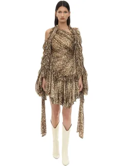 Zimmermann Espionage Drawn Mini Dress Animal Print Size 0 / 8 AU for rent on The Volte - image 1