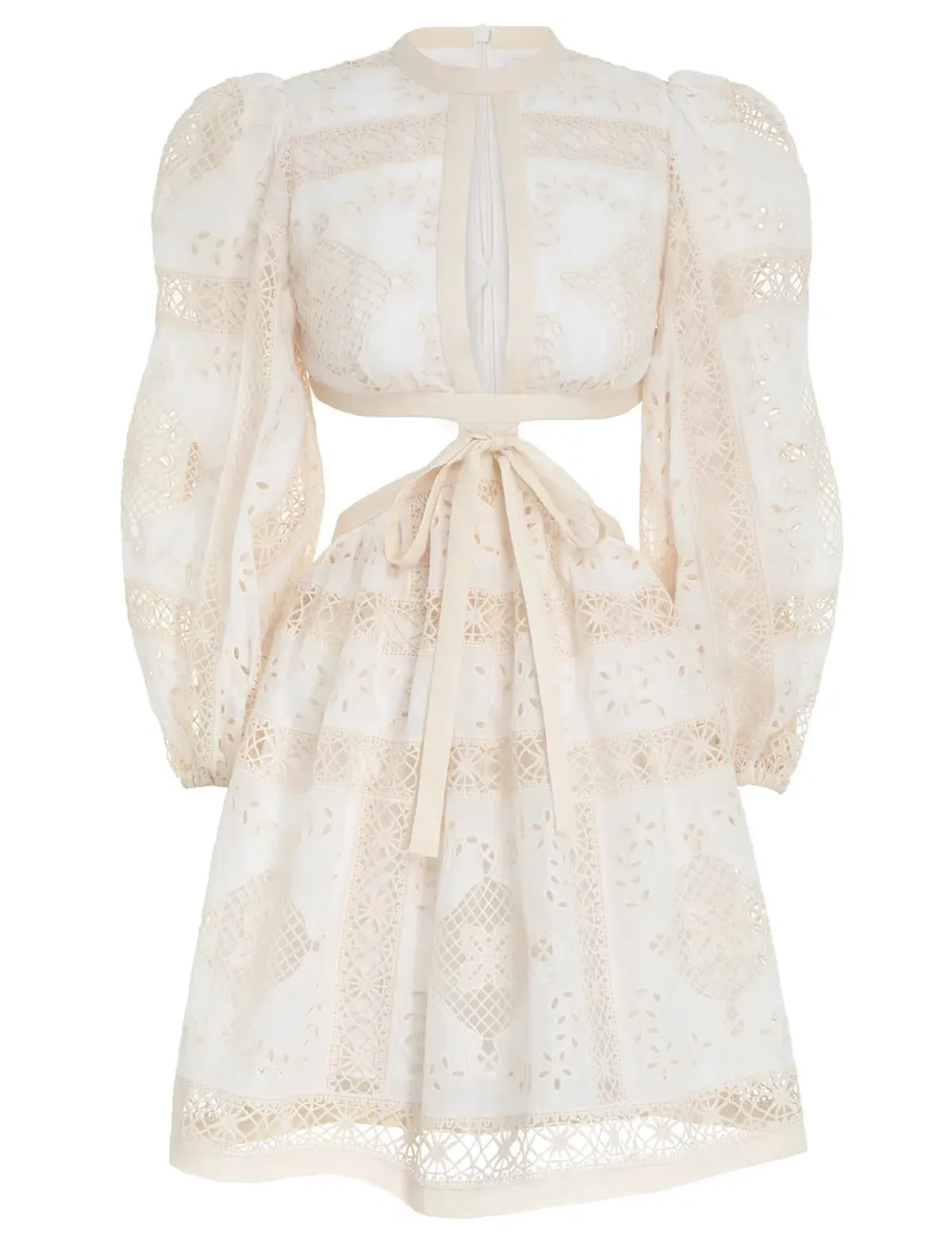 Zimmermann Aliane Embroidered Short Dress Ivory Size 0 / 8 AU - Image 4